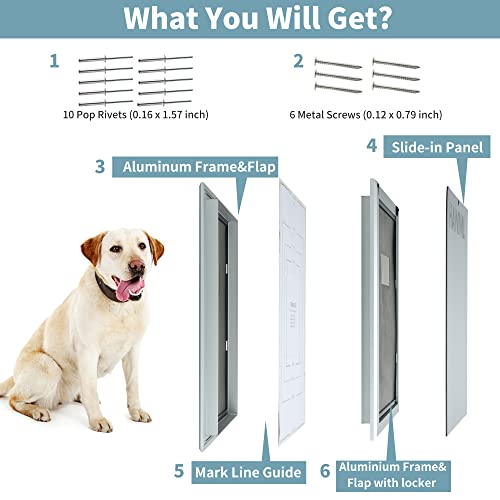 Heavy Duty Aluminum Dog Door for Large Dogs, Insulated & Lockable F482404