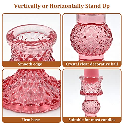 Champagne Diamond Glass Candlestick Holders Set of 6 for Table Centerpiece N527