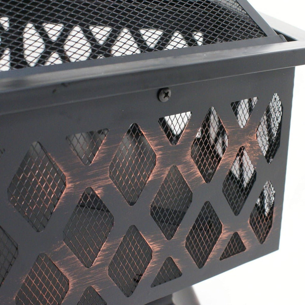 ZENY 24" Outdoor Fire Pit Wood Burning Steel Hex Bowl with Screen I10474