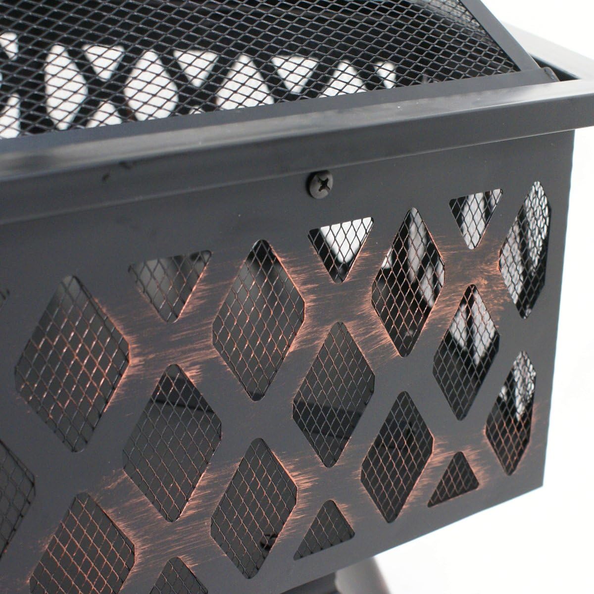 ZENY 24" Outdoor Fire Pit Wood Burning Steel Hex Bowl with Screen I10474
