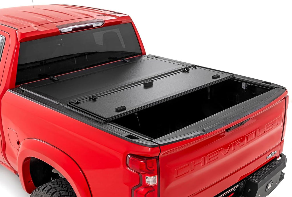 Rough Country Hard Tri Fold Truck Bed Cover for Chevy Silverado 1500 / GMC Sierra 1500 (2019-2024) Y49826