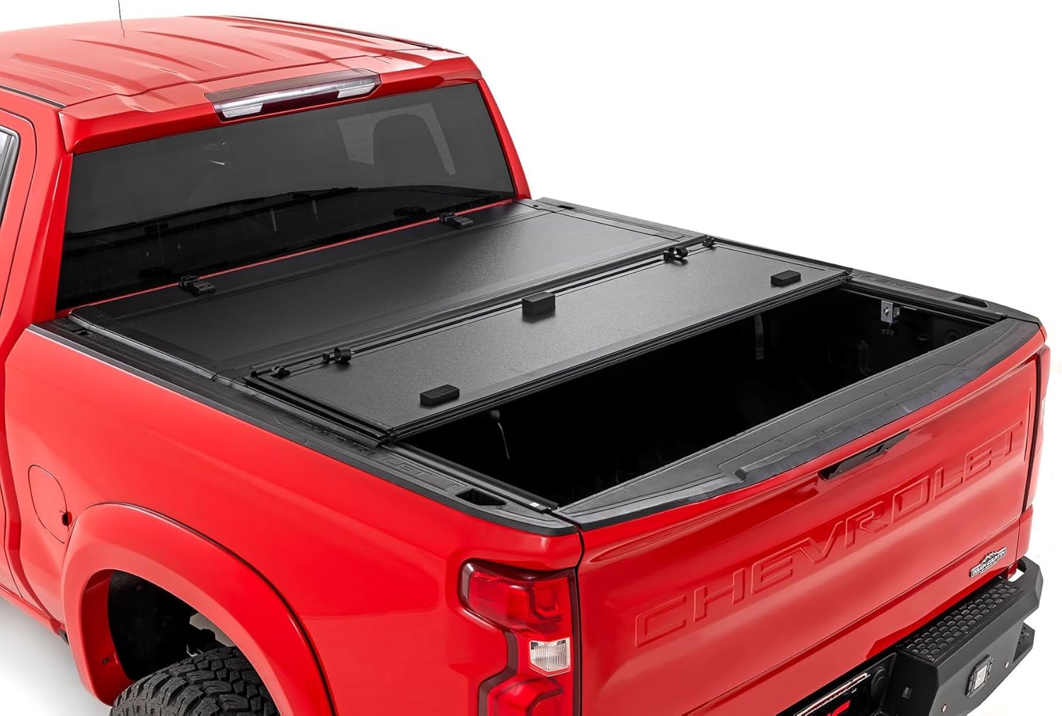Rough Country Hard Tri Fold Truck Bed Cover for Chevy Silverado 1500 / GMC Sierra 1500 (2019-2024) Y49826