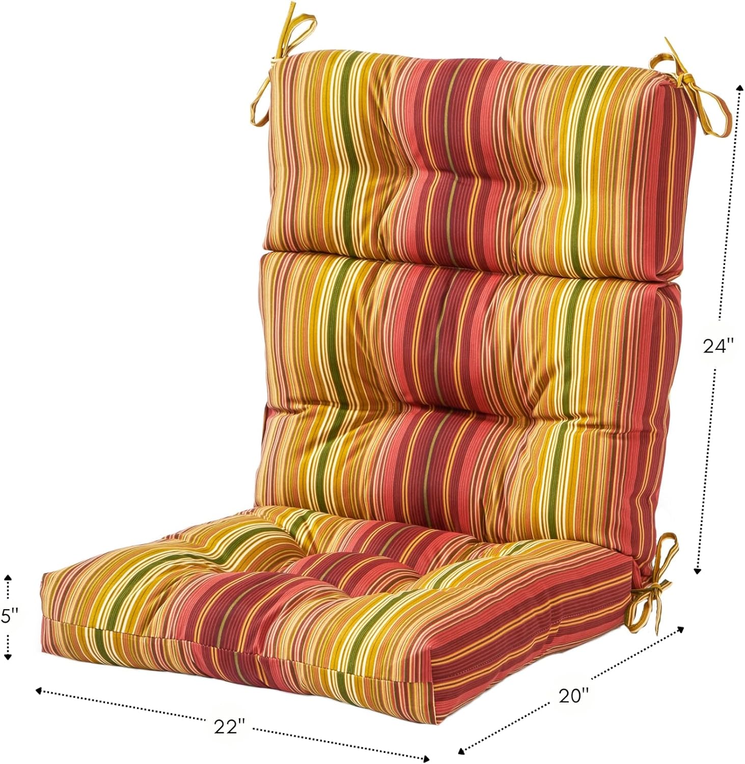 Greendale Home Fashions Outdoor High Back Chair Cushion, Cinnamon Stripe D98821
