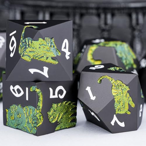 Metal DND Cat Dice 7PCS Polyhedral RPG Dice Set with Gift Case B373640