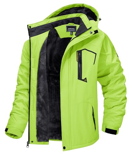 TACVASEN Men's Winter Skiing Jackets Waterproof Fleece Coats Insulated Thermal Snowboard Jacket Parka Raincoat w Hood