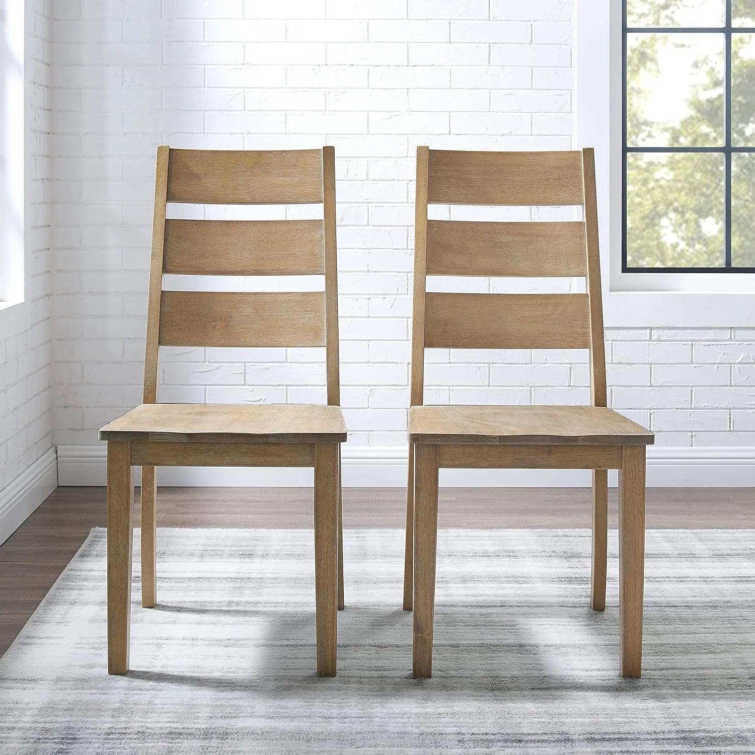 Joanna 2-Piece Ladder Back Dining Chair Set, Rustic Brown R5313