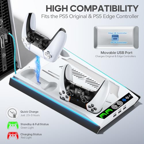 PS5 Stand with Cooling & Charging Station for Disc & Digital Console U78876