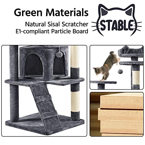 Yaheetech 54in Cat Tree Tower Condo Furniture with Scratch Post Y196