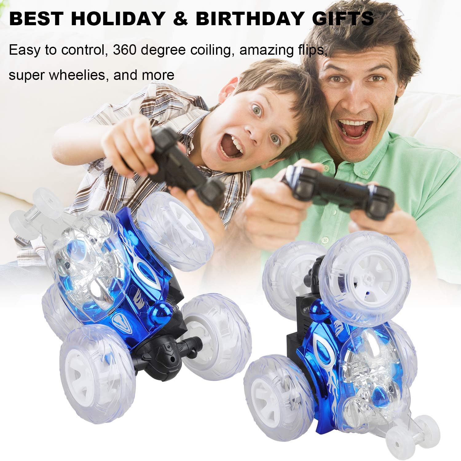 abandon Remote Control Car, RC Stunt Car 360° Spins with Lights & Music, Rechargeable Toy for Kids M458218