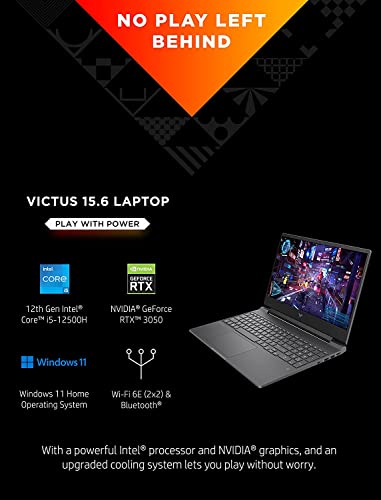 HP Victus 15 15.6" FHD Gaming Laptop, Intel Core i5, RTX 3050, 12GB RAM, 512GB SSD, Windows 11 R523