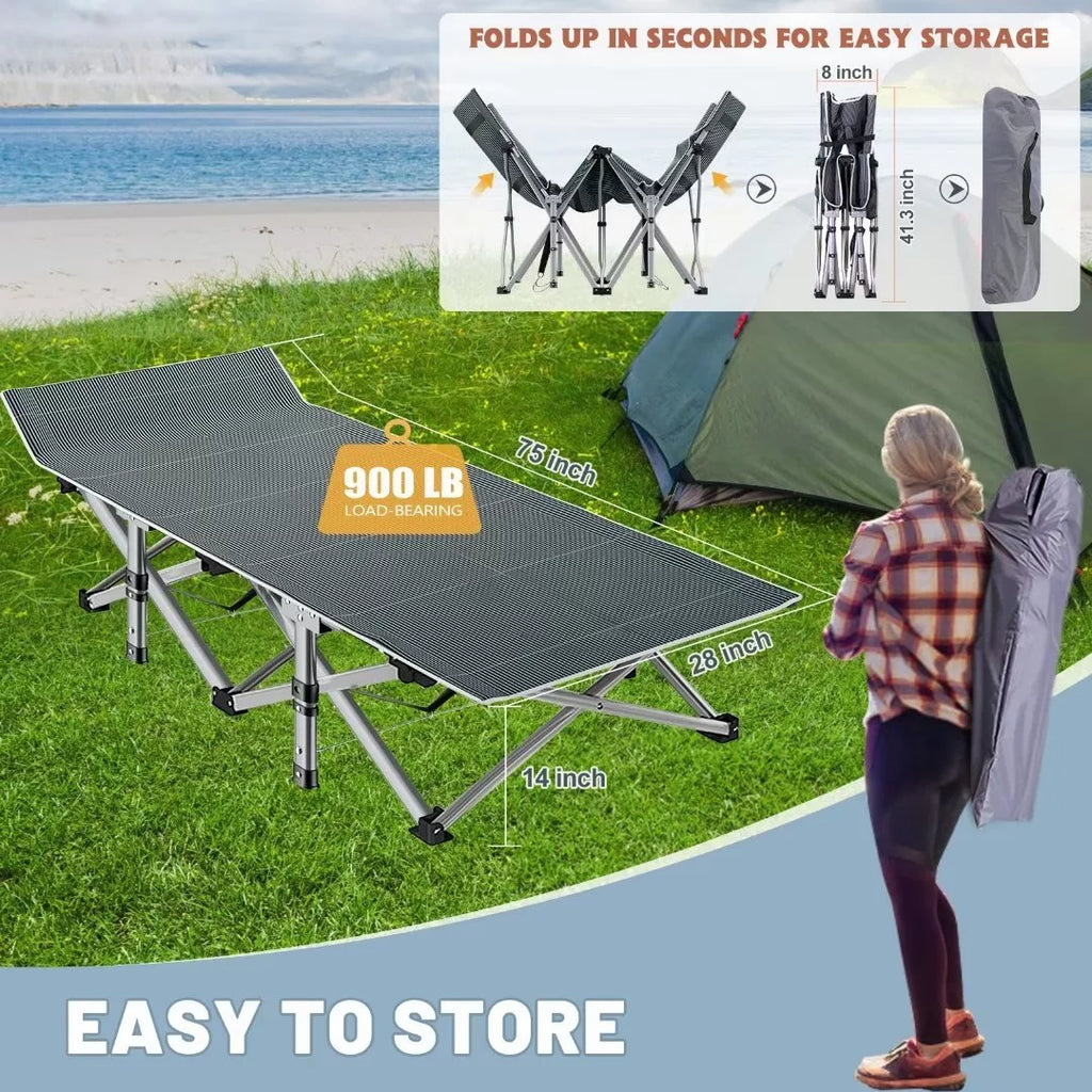 Docred 2 Pack Folding Cot Camping Bed, Heavy Duty Portable with Carry Bag L8382