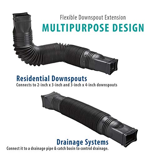 Black Flexible Downspout Extension Gutter Connector, 25-55 inches K121891