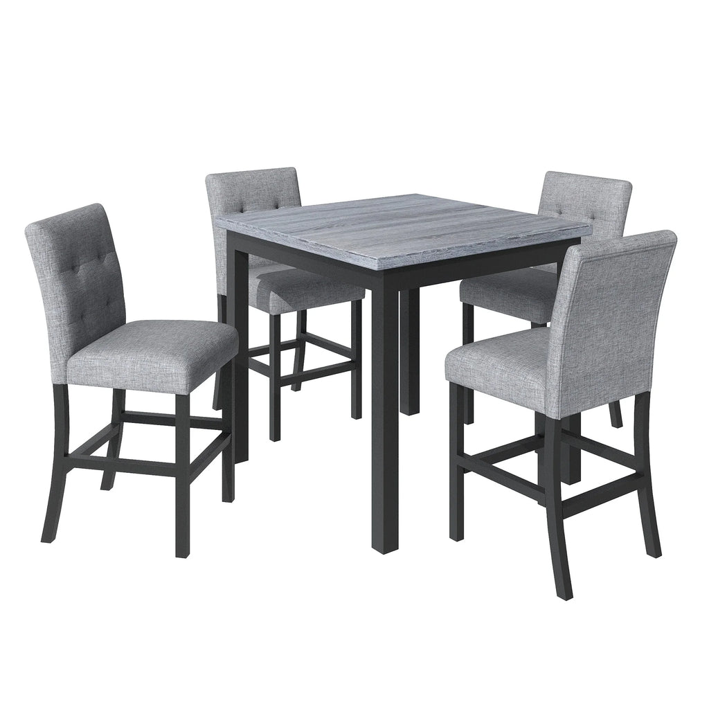 5-Piece Counter Height Dining Set with 4 Chairs, Wooden Frame T21553