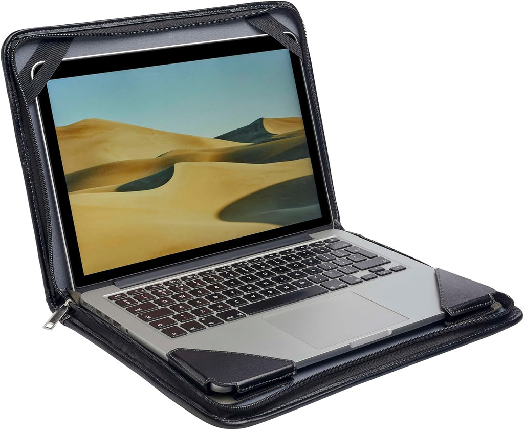 Black Leather Laptop Messenger Case for 15.6" Laptop Q7442