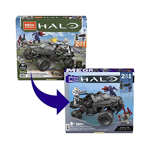Mega Halo Infinite UNSC Razorback Blitz Vehicle Building Toy Set, 303 Pieces P7227