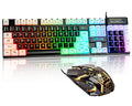 CHONCHOW LED Keyboard and Mouse, 104 Keys Rainbow Backlit Keyboard and 7 Color RGB Mouse, White Gaming Keyboard and Mouse Combo for PC Laptop Xbox PS4 Gamers and Work