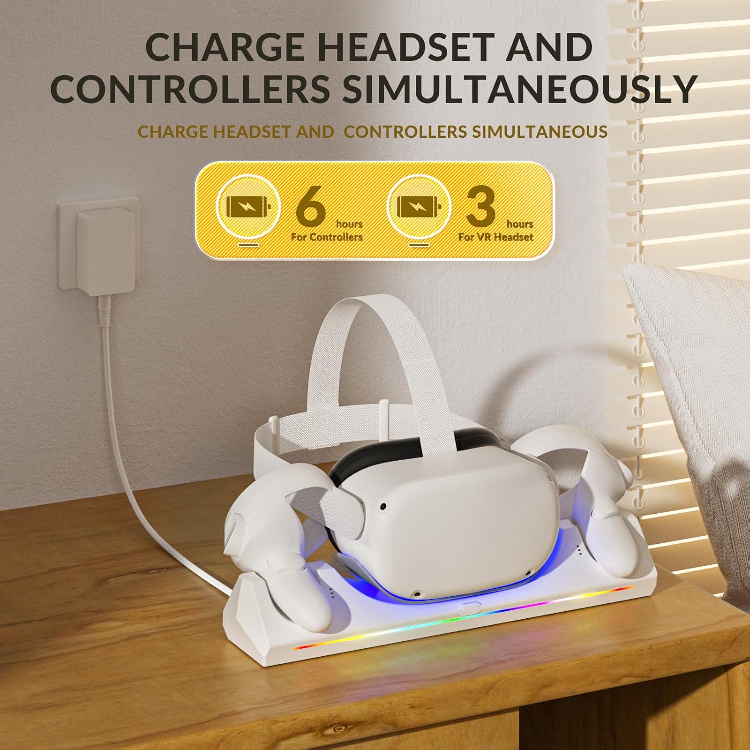 Bioherm Magnetic Charging Dock for Meta Quest 2 VR Headset & Controllers V4121