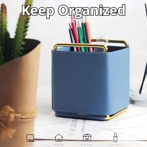 Vegan Leather Pen Holder for Desk Office Supplies Brown J669