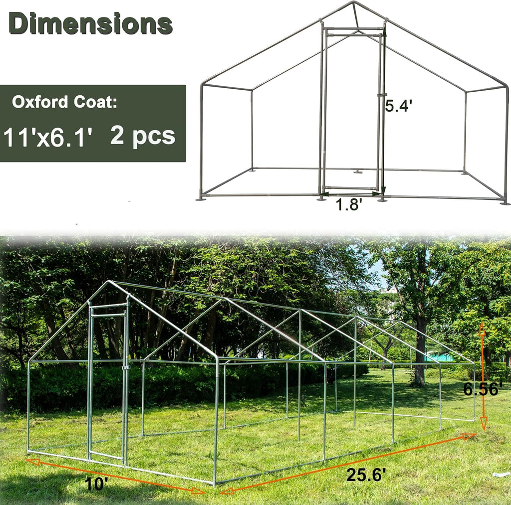 IchbinGo Large Metal Chicken Coop with Waterproof Anti-UV Cover for Outdoor Backyard Farm P206