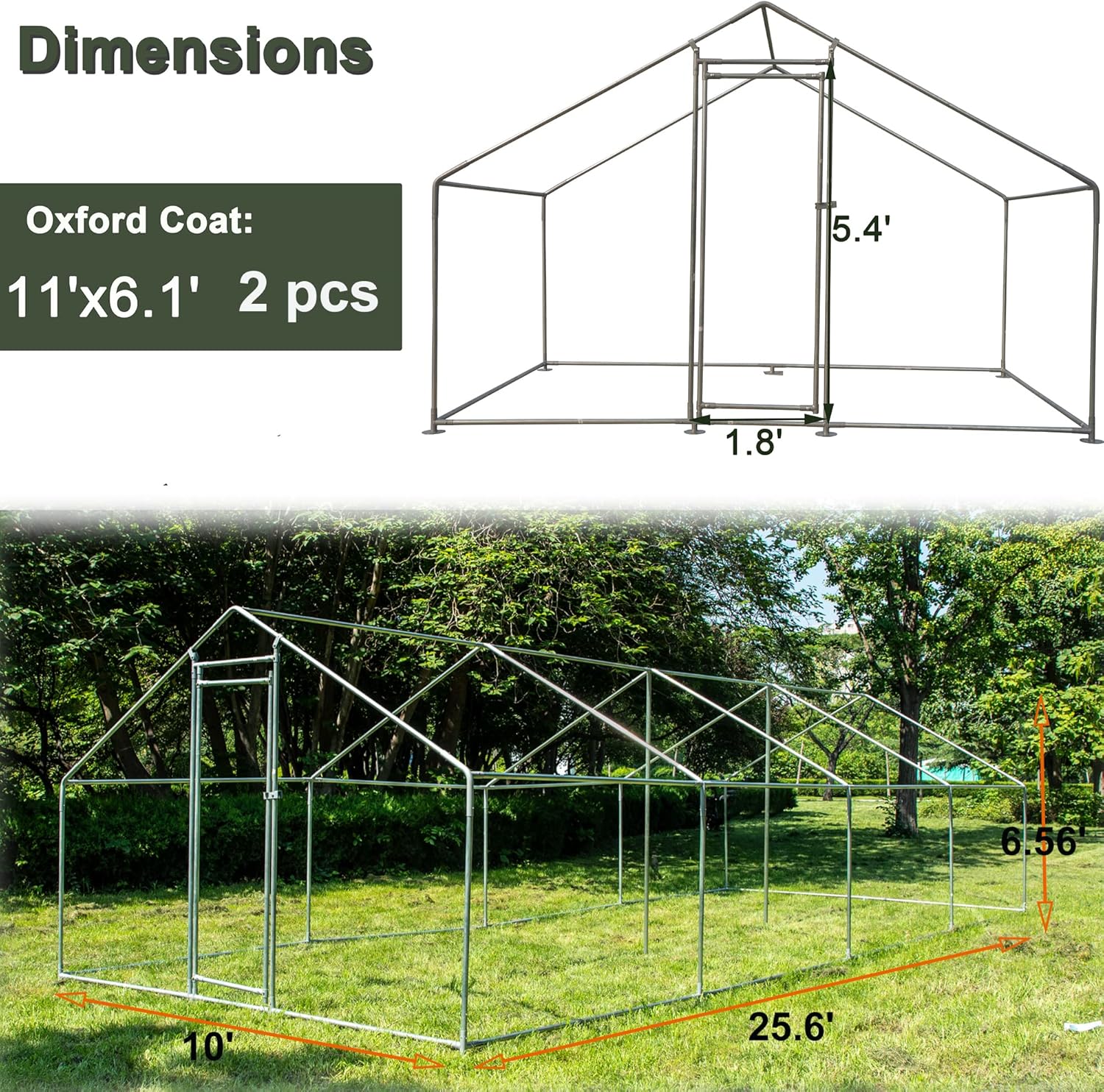 IchbinGo Large Metal Chicken Coop with Waterproof Anti-UV Cover for Outdoor Backyard Farm P206