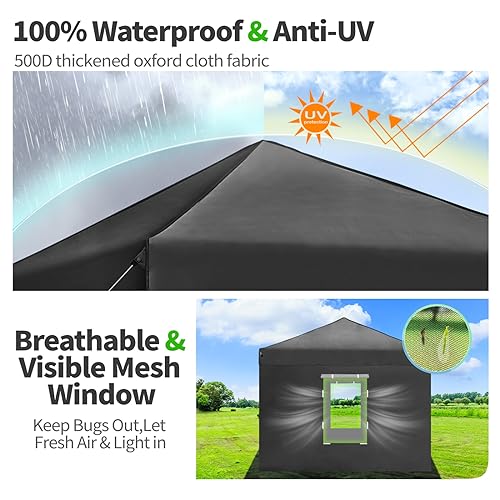 10x10 Pop Up Canopy Tent with 4 Removable Sidewalls, Black U616907