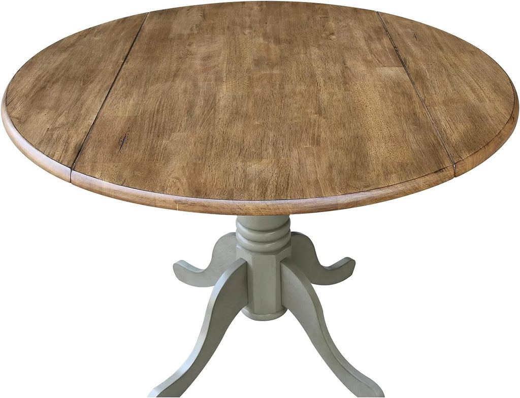 Inch Dual 42 Drop Leaf Dining Table, Distressed Hickory/Stone K77012