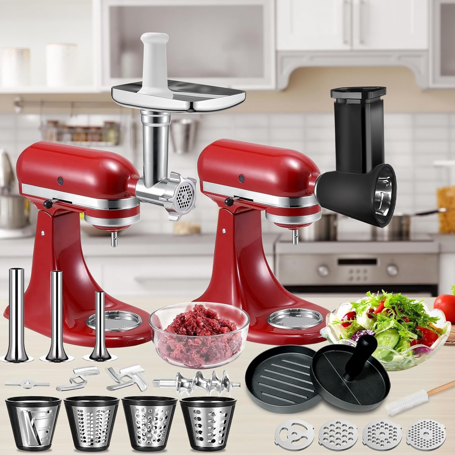 KitchenAid Stand Mixer Meat Grinder Attachment with 4 Plates, Cheese Grater & Sausage Stuffer X369232