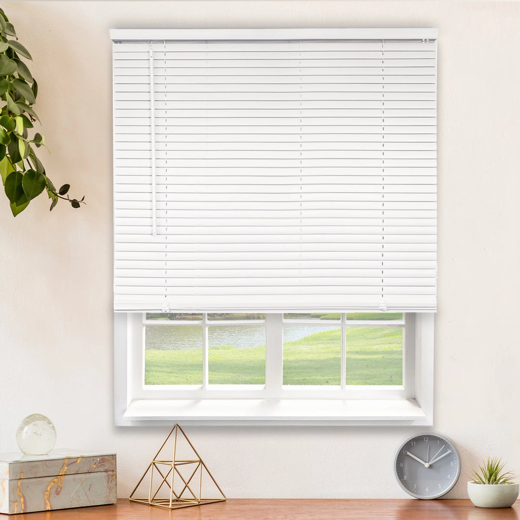 CHICOLOGY Cordless 1-Inch Vinyl Mini Blinds, Gloss White (Room Darkening) 70"W X 48"H