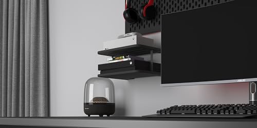 Black Projector Wall Shelf Floating Under TV Stand for Xbox Router N73677