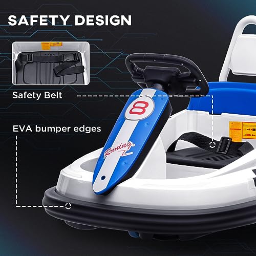 Aosom Toddler Bumper Car 6V Electric Ride-On with EVA Bumper Edges, Red X8428