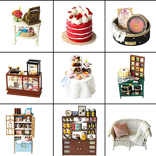 CUTEBEE Dollhouse Miniature Kit with Furniture, 1:24 Scale Rose Garden Tea House U9101