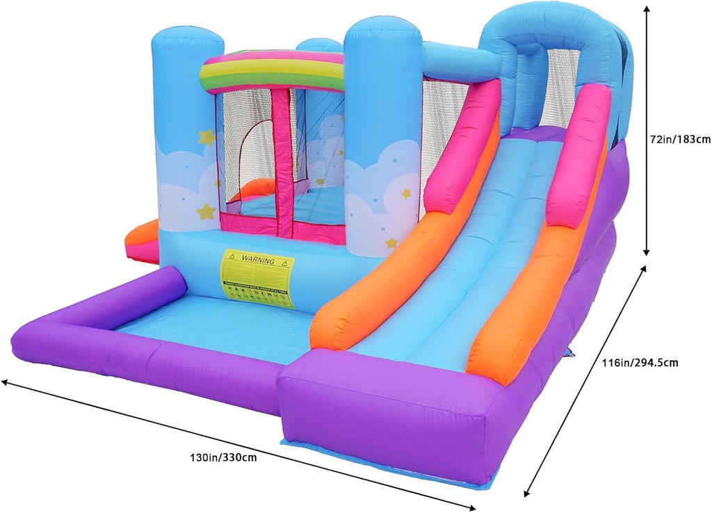 Inflatable Bounce House for Kids with Air Blower, Ball Pit & Slides T46947