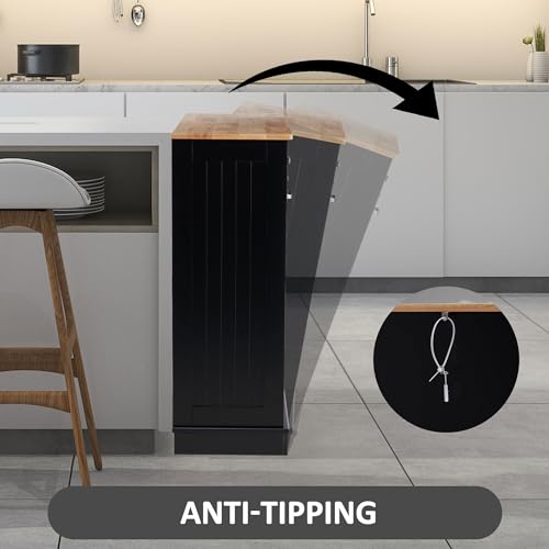 13 Gallon Tilt Out Trash Cabinet with Adjustable Shelf, Black F988