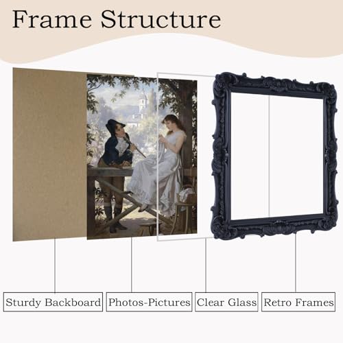 Antique Picture Frames 8x10 Vintage Victorian Ornate with Glass, Black S55546
