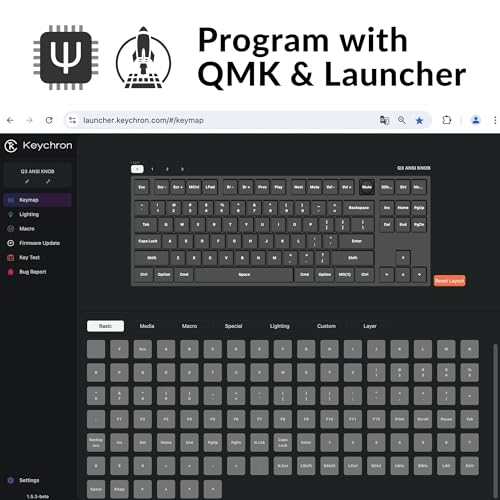 Keychron Q3 Wired Custom Mechanical Keyboard Knob Version TKL QMK/VIA Programmable N665360