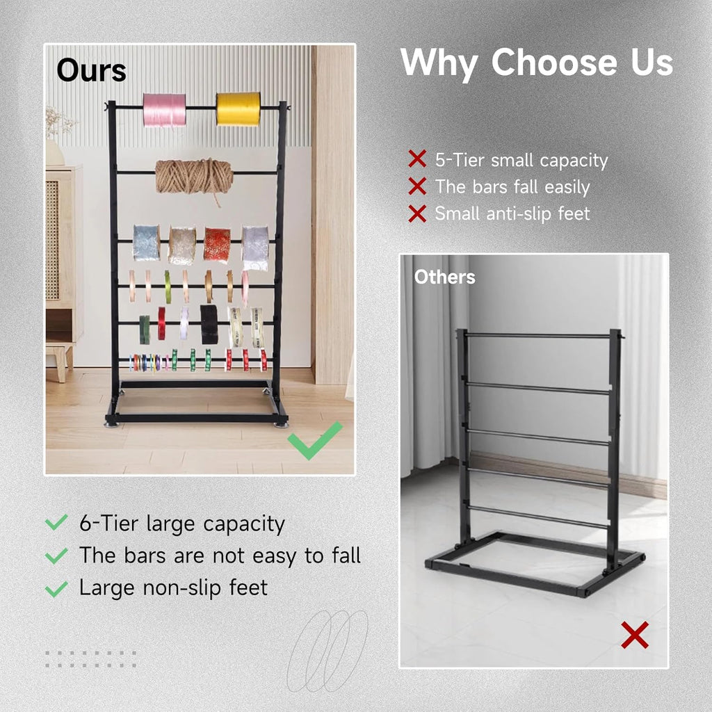6-Tier Ribbon Holder, Metal Spool Organizer, Countertop Display Shelf N601555