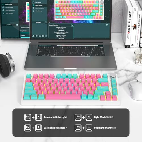 75% Wireless Creamy Mechanical Keyboard, Hot Swappable RGB Gasket Gaming Keyboard D50183