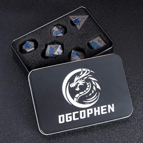 Metal DND Cat Dice 7PCS Polyhedral RPG Dice Set with Gift Case B373640