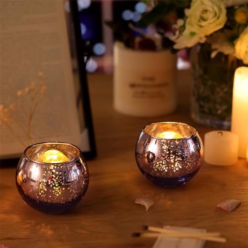Volens Round Gold Mercury Glass Votive Candle Holders, Set of 12 N571280