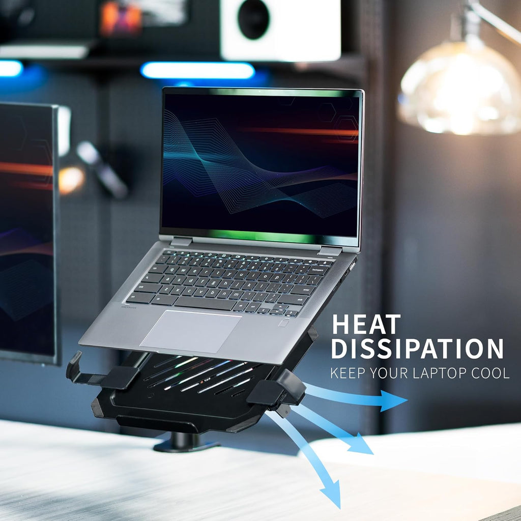 VIVO Adjustable 12-15.6 inch Laptop Desk Mount Stand with RGB Fan, Black L574632