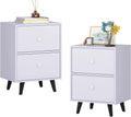 NLIBOOMLife Nightstand End Beside Table with 2 Drawers  Organizer Room   White