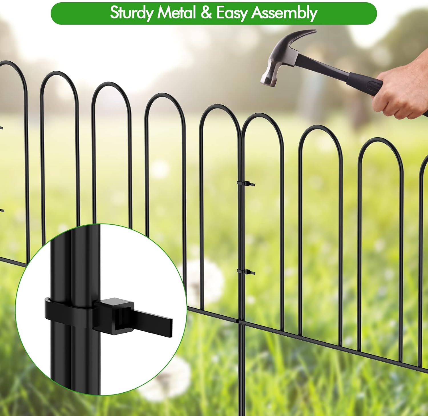 Rustproof Metal Garden Fence 7 Panels 10ft Animal Barrier V876323