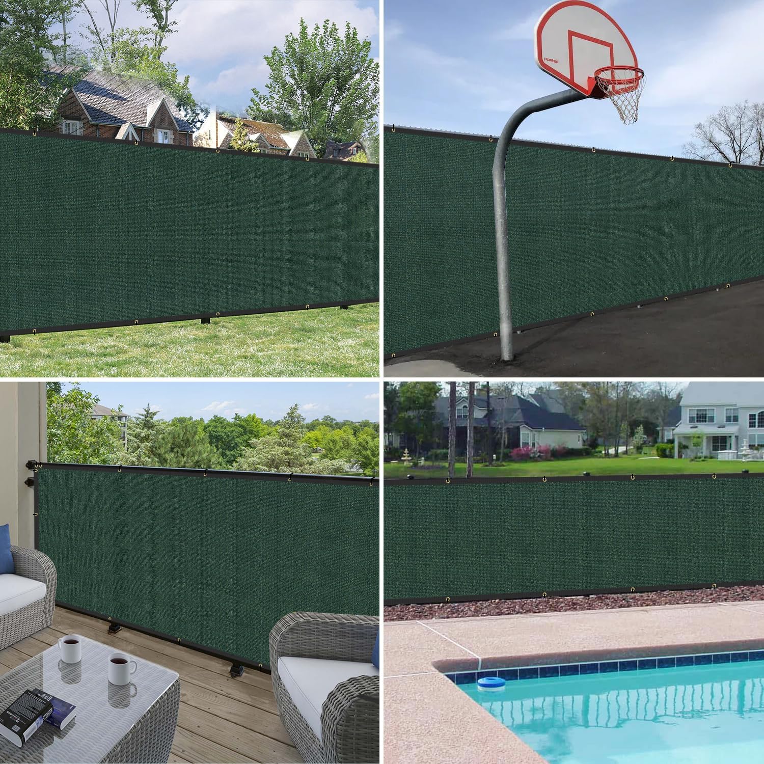 Green Privacy Fence Screen 5x26 ft Heavy Duty Mesh Shade Cover M33571