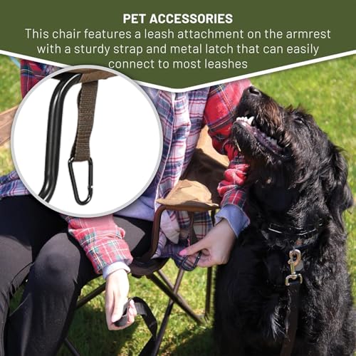 TIMBER RIDGE Collapsible Chair with Armrests, Cup Holder & Carry Mat, Earth Brown P53189