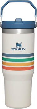 Stanley IceFlow Stainless Steel Tumbler - Vacuum Insulated Water Bottle for Home, Office or Car Reusable Cup with Straw Leak Resistant Flip Cold for 12 Hours or Iced for 2 Days, Cream Stripe, 30OZ