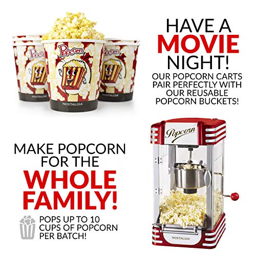 Nostalgia Popcorn Maker 2.5 Oz Kettle, Retro Machine with Interior Light, White and Red A4553