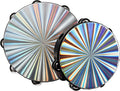 YOUEON 2 Pack Radiant Tambourine with Double Row Jingles, 8/10 Inch Wood Handbell Music Reflective Drum, Hand Drum Percussion Instrument for Church, Tambourine for Dance, Party, KTV