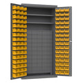 Durham 14 Gauge Welded Steel Small Parts Storage/Security Cabinet with 60 Jumbo Drawers and 96 Hook-On Bins, 3501-DLP-60DR11-96-2S-95, 1800 lbs Capacity, 24" Length x 36" Width x 72" Height,2 Shelves