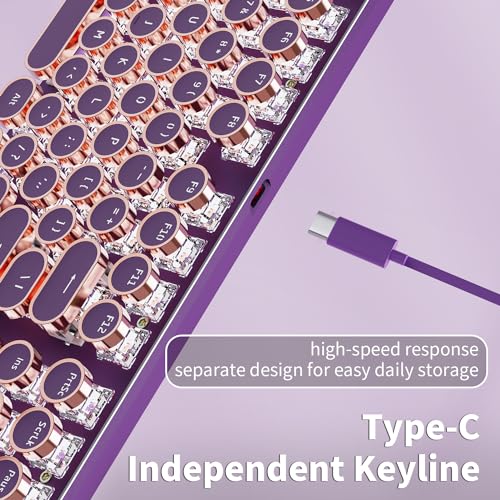 EWEADN Typewriter Style Mechanical Gaming Keyboard, 104 Keys, Pink Switch C50930