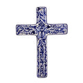 NOVICA Hand Painted Talavera Large Ceramic Wall Cross, Multicolor, 'Jerusalem Rose'